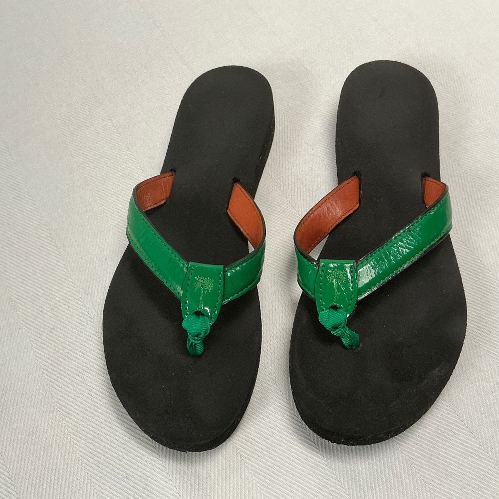 Eliza B Sandals Green Patent Leather Size 7